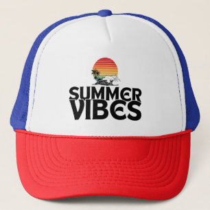 SUMMER VIBES BEACH VACATION QUOTES TYPOGRAPHY TRUCKER HAT