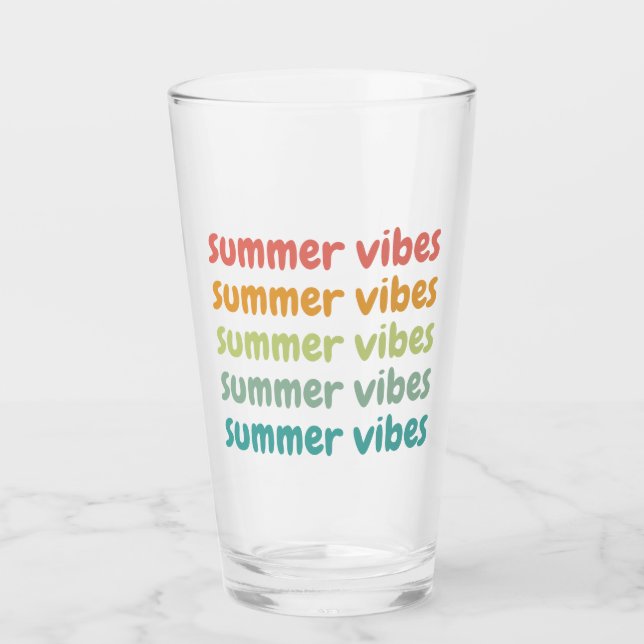Summer Vibes Beach Vacation Retro Summer Glass (Front)
