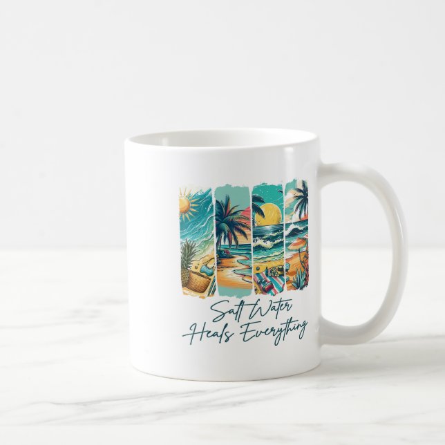 Summer Vibes Beach Vacation Salt Water Heals Every Coffee Mug (Right)