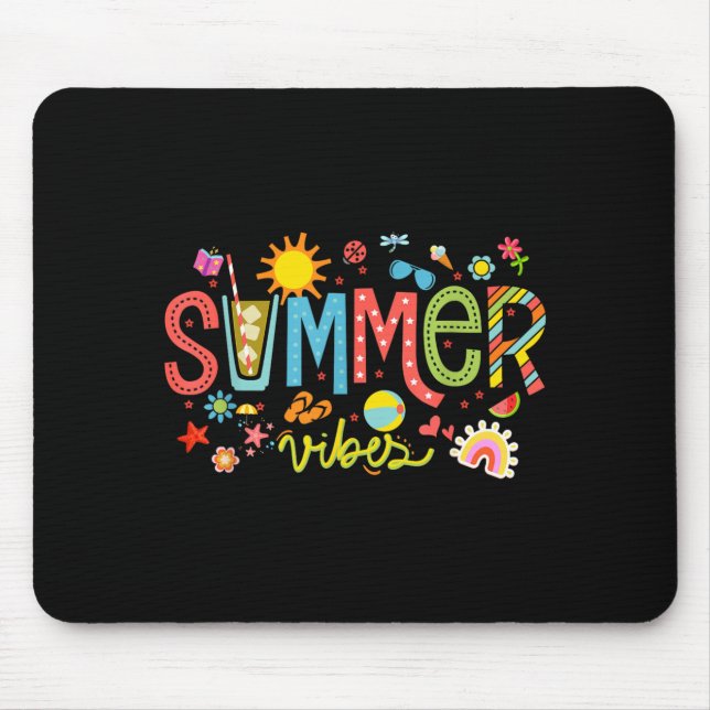 Summer Vibes Beach Vacation Sunshine Tropical Pool Mouse Mat (Front)
