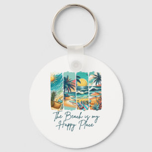 Summer Vibes Beach Vacation The Beach Is My Happy Key Ring