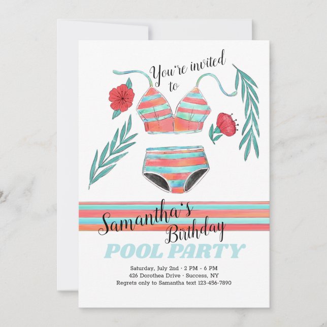 Summer Vibes Birthday Pool Party Invitation (Front)