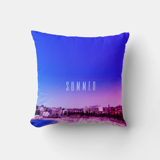 Summer Vibes Blue Purple Modern Personal Cushion (Front)