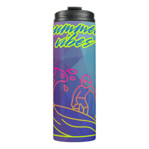 Summer vibes boy surfing. thermal tumbler