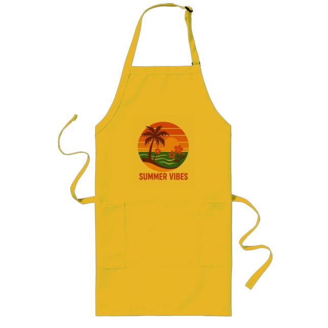 Summer Vibes – Bright, Tropical, and Fun Design Long Apron (Front)