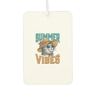Summer Vibes Cat Vintage Engraving Design_1 Car Air Freshener