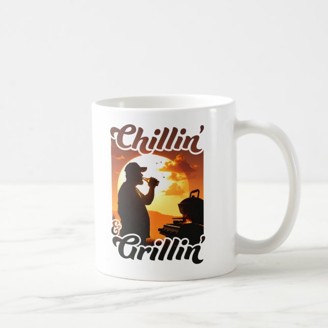 Summer Vibes Chillin’ & Grillin’ Silhouette Coffee Mug (Right)