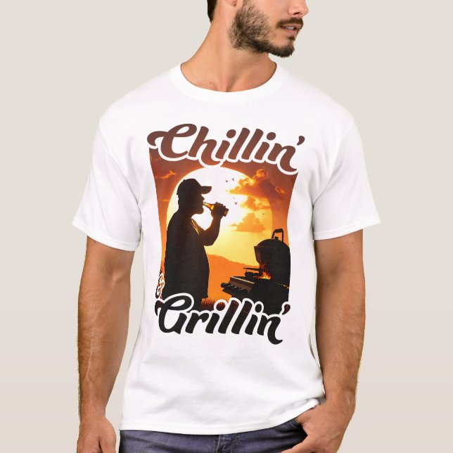 Summer Vibes Chillin’ & Grillin’ Silhouette T-Shirt (Front)