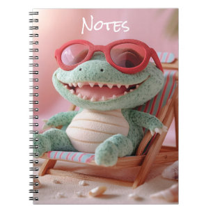 Summer Vibes: Chillin' Plush Crocodile on Vacation Notebook