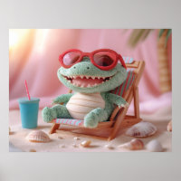 Summer Vibes: Chillin' Plush Crocodile on Vacation