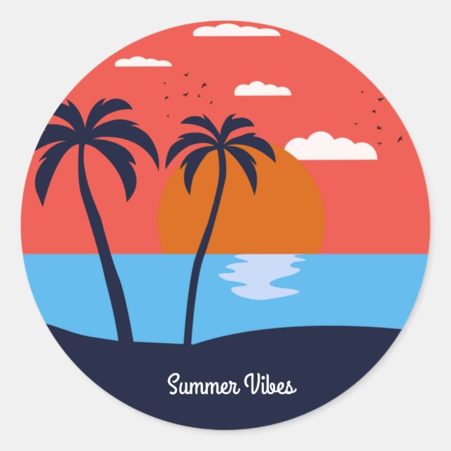 Summer Vibes Classic Round Sticker (Front)