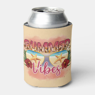 Summer Vibes   Coastal Beach Sunglasses Design Can Cooler