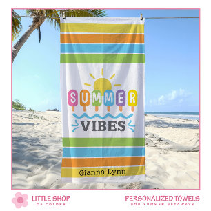 Summer Vibes Customisable Girls Beach Towel