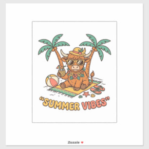 Summer Vibes Cute Highland Cow Beach Vacation Shir