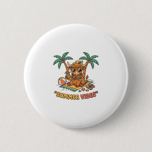 Summer Vibes Cute Highland Cow Beach Vacation Shir 6 Cm Round Badge