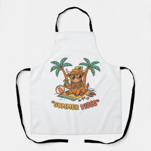 Summer Vibes Cute Highland Cow Beach Vacation Shir Apron