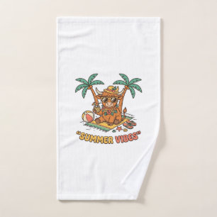 Summer Vibes Cute Highland Cow Beach Vacation Shir Hand Towel