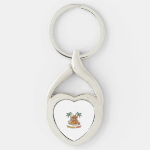 Summer Vibes Cute Highland Cow Beach Vacation Shir Key Ring
