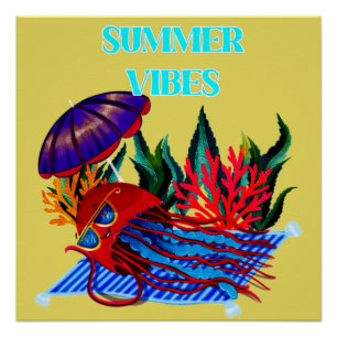 Summer Vibes - Cute Jellyfish Relaxing Poster