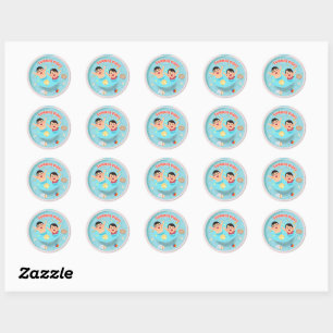 Summer Vibes Cute Pool Party Round Sticker for Kid