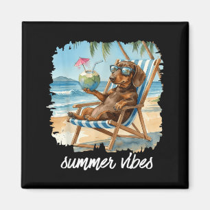Summer Vibes Dachshund Dog Lover Animal Beach Magnet