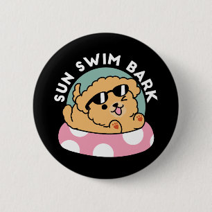 Summer Vibes Dog – Floating Puppy with Sunglasses 6 Cm Round Badge