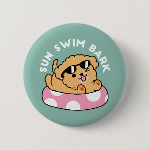 Summer Vibes Dog – Floating Puppy with Sunglasses 6 Cm Round Badge