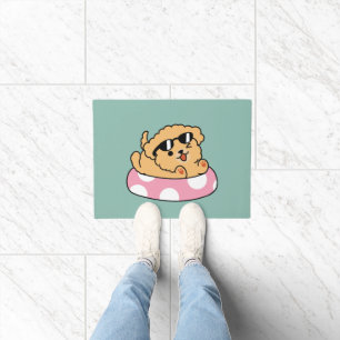 Summer Vibes Dog – Floating Puppy with Sunglasses Doormat