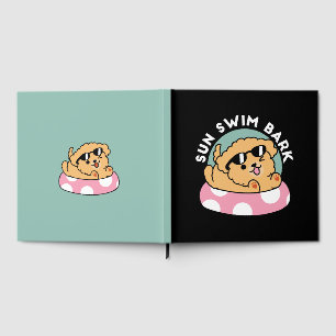 Summer Vibes Dog – Floating Puppy with Sunglasses Guest Book