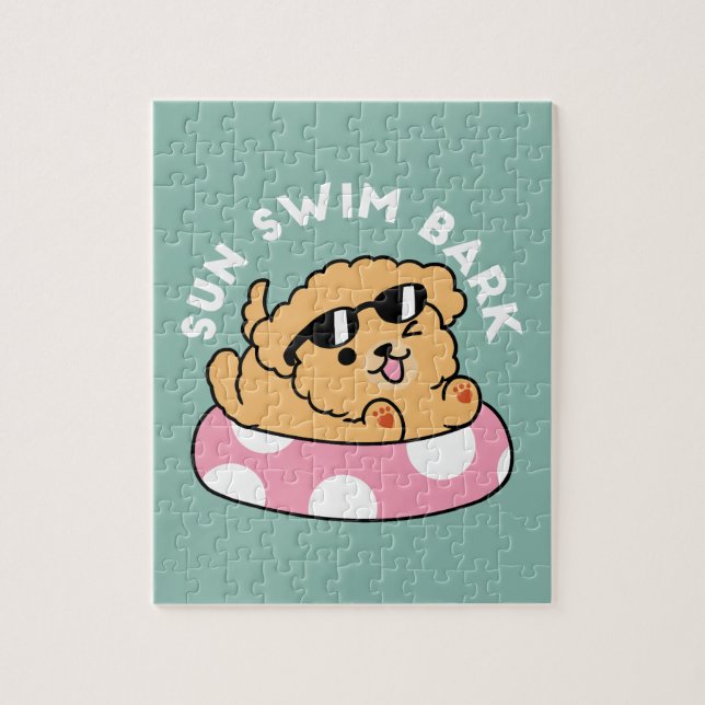 Summer Vibes Dog – Floating Puppy with Sunglasses Jigsaw Puzzle (Vertical)