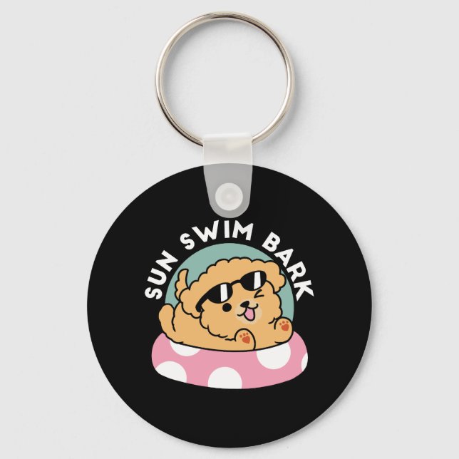 Summer Vibes Dog – Floating Puppy with Sunglasses Key Ring (Front)