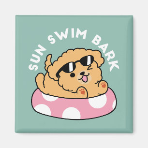 Summer Vibes Dog – Floating Puppy with Sunglasses Magnet
