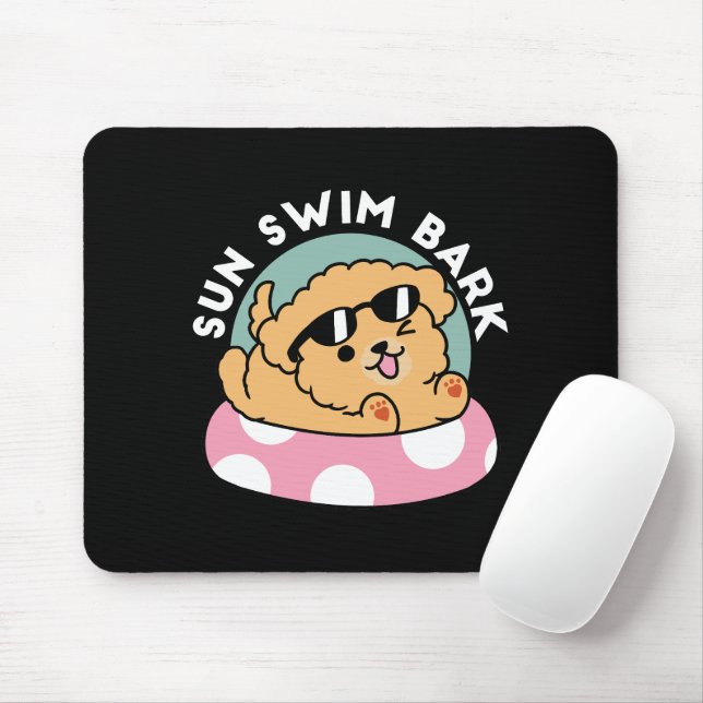 Summer Vibes Dog – Floating Puppy with Sunglasses Mouse Mat (With Mouse)
