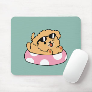 Summer Vibes Dog – Floating Puppy with Sunglasses Mouse Mat