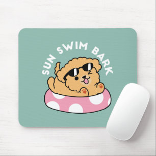 Summer Vibes Dog – Floating Puppy with Sunglasses Mouse Mat