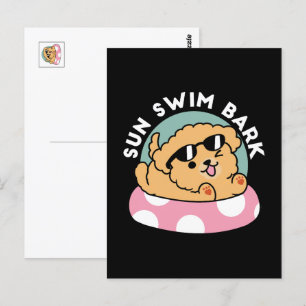 Summer Vibes Dog – Floating Puppy with Sunglasses Postcard