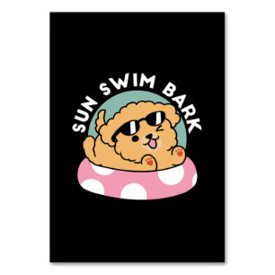 Summer Vibes Dog – Floating Puppy with Sunglasses Table Number