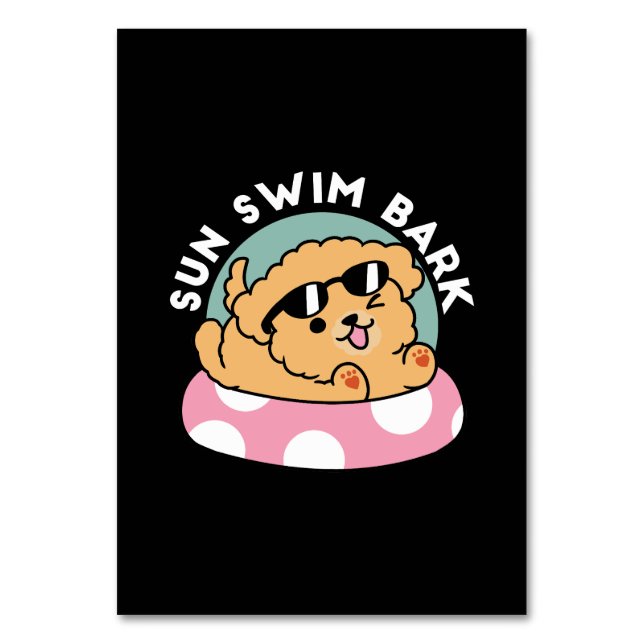 Summer Vibes Dog – Floating Puppy with Sunglasses Table Number (Front)