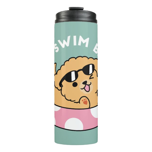 Summer Vibes Dog – Floating Puppy with Sunglasses Thermal Tumbler (Front)