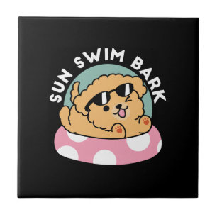Summer Vibes Dog – Floating Puppy with Sunglasses Tile