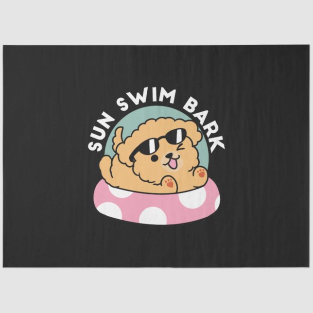 Summer Vibes Dog – Floating Puppy with Sunglasses Tissue Paper (Front)