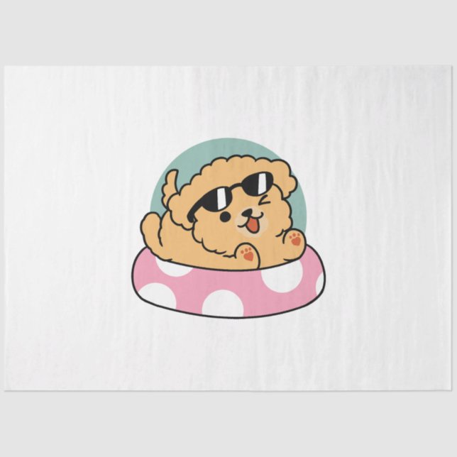 Summer Vibes Dog – Floating Puppy with Sunglasses Tissue Paper (Front)