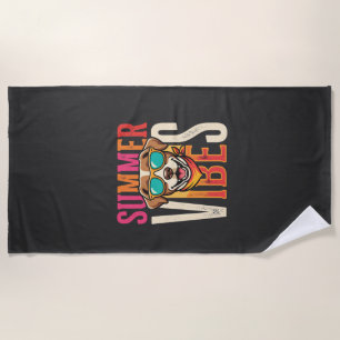 Summer Vibes Dog Sunglasses Beach Towel