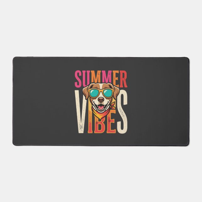 Summer Vibes Dog Sunglasses Desk Mat (Front)