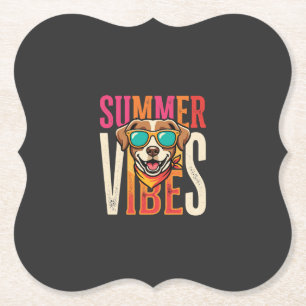 Summer Vibes Dog Sunglasses Paper Coaster