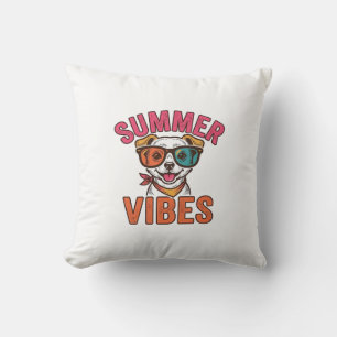 Summer Vibes Dog Sunglasses Vintage Shirt Design_1 Cushion