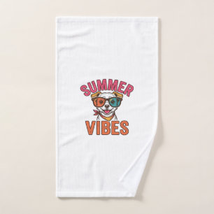 Summer Vibes Dog Sunglasses Vintage Shirt Design_1 Hand Towel