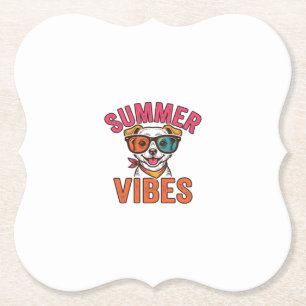Summer Vibes Dog Sunglasses Vintage Shirt Design_1 Paper Coaster