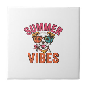 Summer Vibes Dog Sunglasses Vintage Shirt Design_1 Tile
