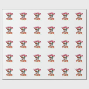 Summer Vibes Dog Sunglasses Vintage Shirt Design_1 Wrapping Paper